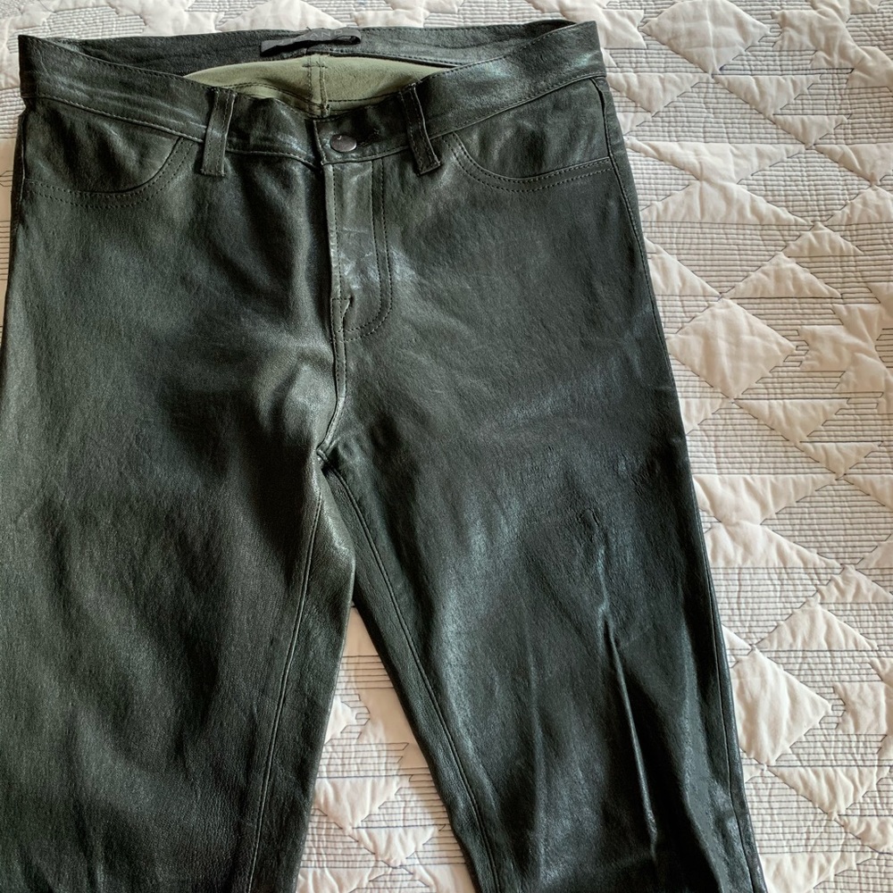 J Brand Forest Green "Super Skinny" Leather Pant - Picture 3 of 11